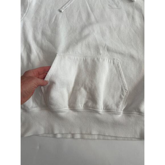 UNDER ARMOUR BASIC WHITE PULLOVER HOODIE KANGAROO POCKETS LOOSE FIT SIZE MEDIUM - Picture 2 of 11